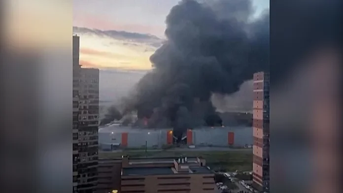 Ukrainian drone strike ignites major blaze at Saint Petersburg warehouses