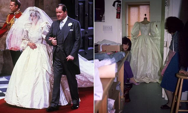 Designer of Princess Diana's wedding dress creates replica of her historic 40-foot veil after the original goes 'missing' - and shares unseen photographs of the gown's creation