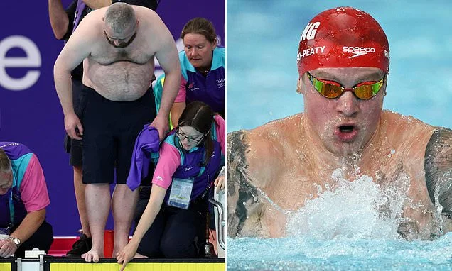 Adam Ramsay-Peaty's Commonwealth Games heat plunged into chaos with star's appearance delayed by 10 minutes - before volunteer strips off to save the day