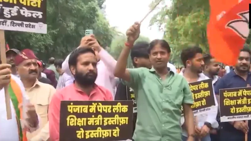 Delhi BJP protests against AAP, demands Punjab Education Minister's resignation over 'paper leaks'
