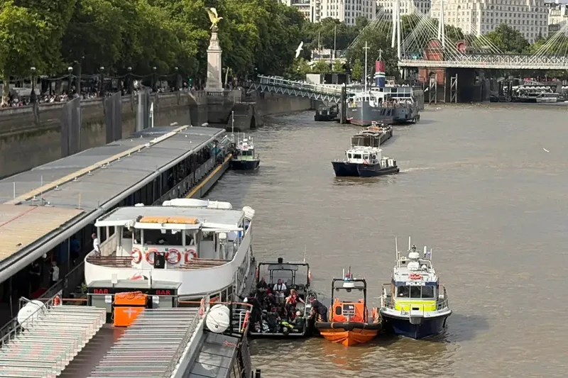 Police boat crashes into central London bridge, throwing officers overboard