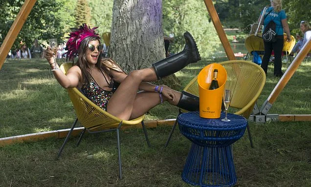 Is this the poshest festival in Britain? Cotswolds crew flock to middle-class gathering that boasts wood-fired saunas, champagne on tap and a cricket match where 'streaking is encouraged'