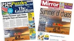 UK papers: 'Summer of chaos' and 'water bosses' pay rises'