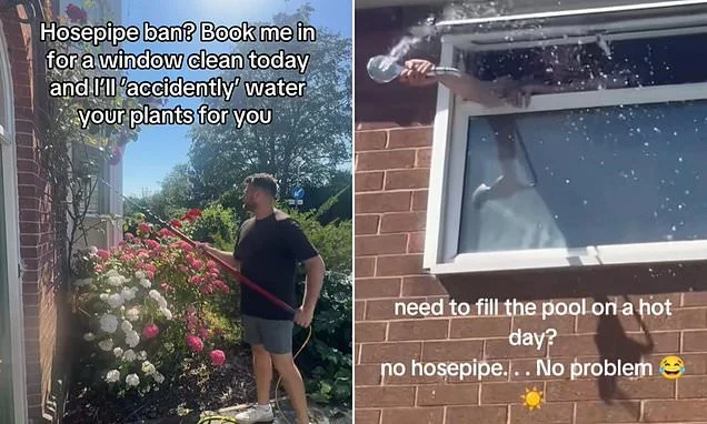 Savvy Britons reveal the creative ways they're bypassing hosepipe bans - from homemade hoists to shower heads hung out of windows