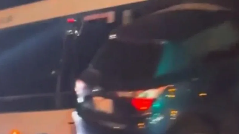 Car launches through air into side of Brisbane bus