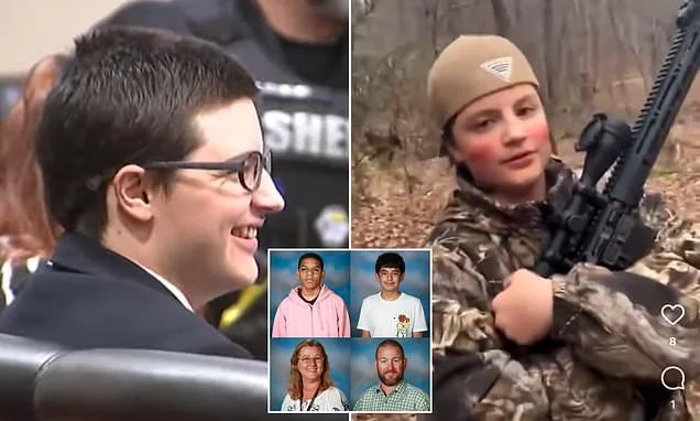 Boy who shot two classmates and two teachers dead when he was 14 LAUGHS as survivor reads victim impact statement at his murder sentencing