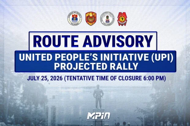 LIST: Road closures in Manila for Sunday’s UPI rally