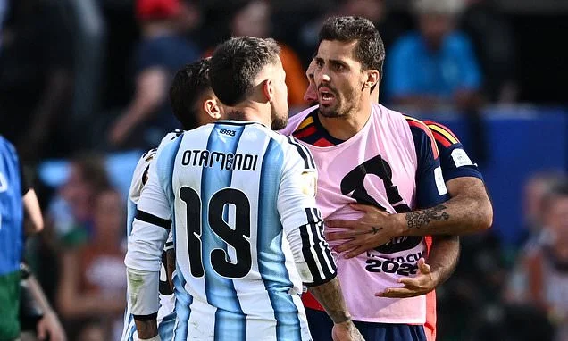 Argentina star embroiled in furious World Cup row with Spain captain Rodri retires from international football - as fellow brute who PUNCHED rival hints at quitting too