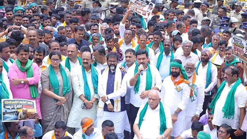 BJP stages KRS protest against Cauvery water release; Vijayendra, R. Ashoka and others detained