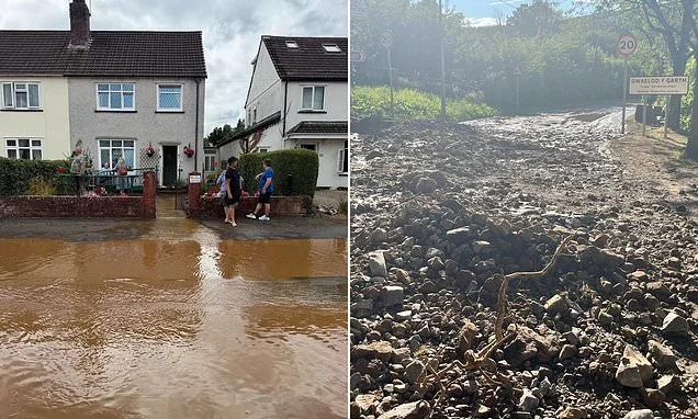 Village is hit by 5ft wall of water forcing residents to evacuate their homes after 'mini-earthquake' explosion at nearby quarry