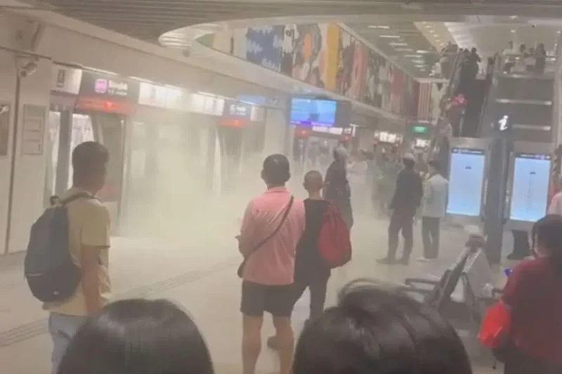Smoke emits from commuter’s backpack at Buangkok MRT station; no injuries reported
