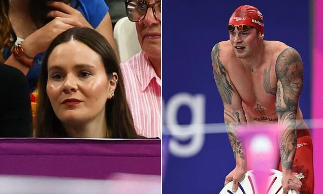 Pregnant Holly Ramsay looks forlorn as heartbroken husband Adam Peaty fails to win medal in the 4x100m medley relay at the Commonwealth Games