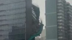 Watch: Scaffolding ripped from Hong Kong building as Typhoon Noul makes landfall