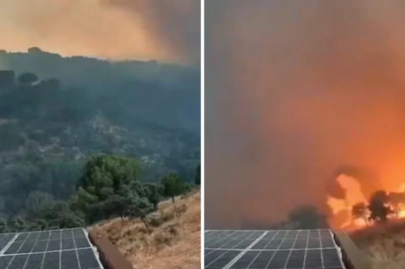 Distant wildfire reaches doorstep of Madrid home in just eight minutes in chilling CCTV