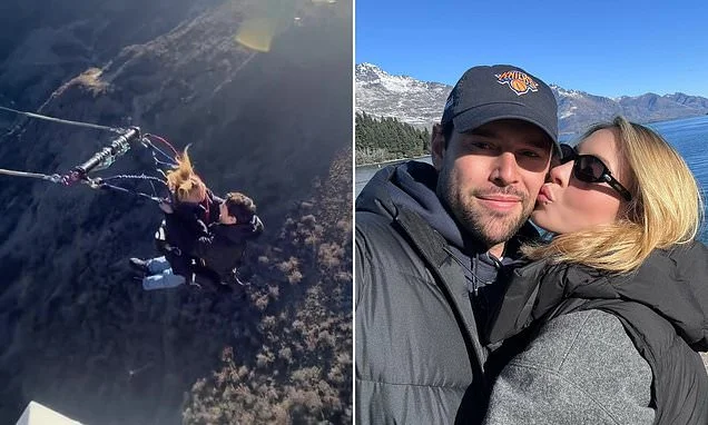 Sydney Sweeney unleashes her inner daredevil as she takes on the world's biggest swing and a nighttime bungee jump in New Zealand with boyfriend Scooter Braun and Noah Centineo