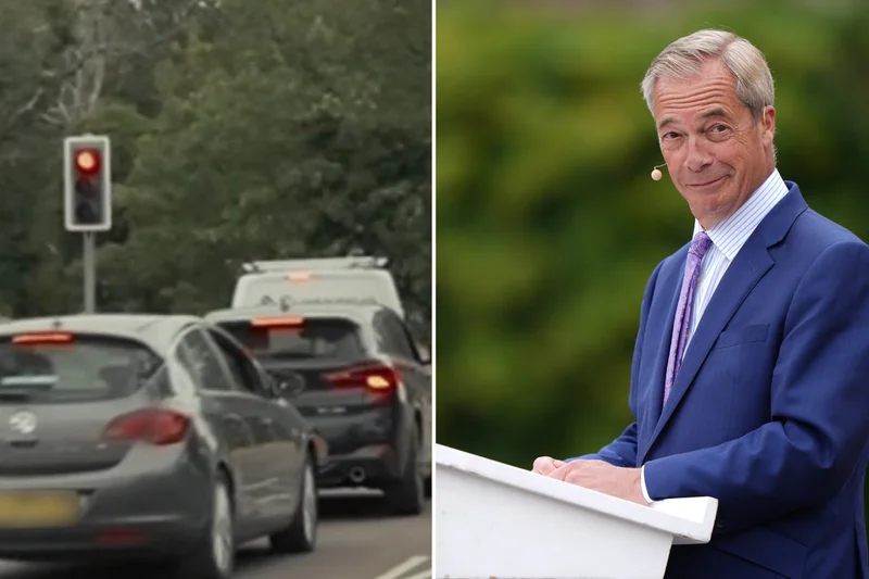 Moment woman crashes her car seconds after heckling Nigel Farage: ‘She won’t be doing that again’