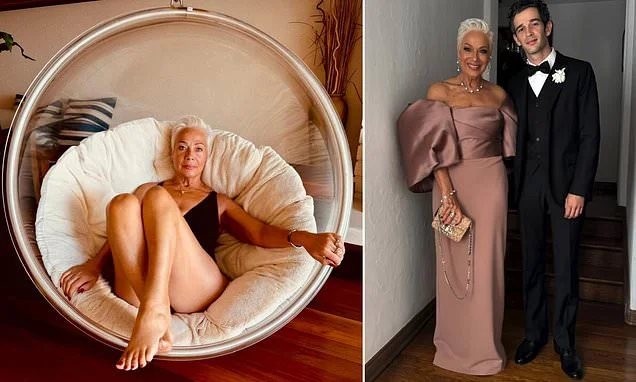 Denise Welch, 68, wows in a plunging black swimsuit in Malibu as she relaxes after having the 'best time of her life' at son Matty Healy's wedding