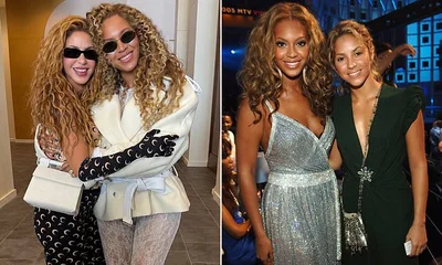 Shakira, 49, and Beyoncé, 44, prove they have not aged a day in 21 years as they show off their youthful looks in a sweet World Cup snap