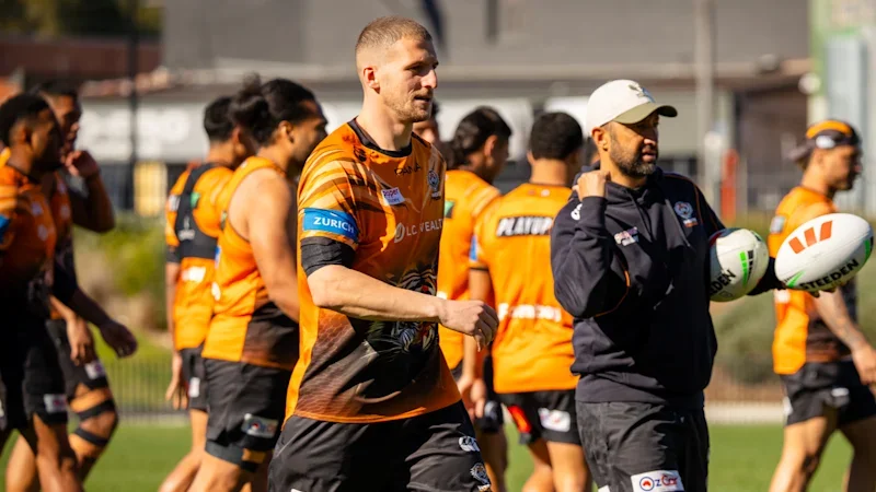 Adam Doueihi all smiles as he gets back to Wests Tigers training