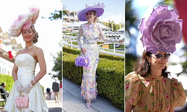 Glamorous Goodwood! Racegoers don sky-high fascinators, florals and feathers for a very colourful Ladies' Day in West Sussex