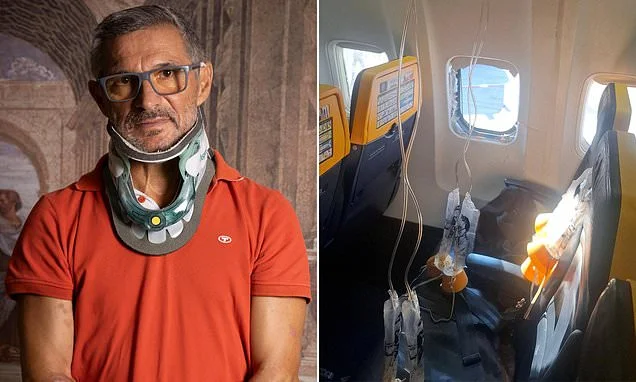 'I got sucked out of a jet window at 15,000 feet': Ryanair passenger tells of terror when his head was pulled out of a gaping hole at 500mph - as his desperate wife clung to his legs to stop him disappearing into oblivion