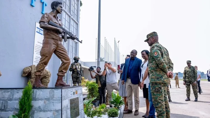 Why did Uganda unveil a statue of Netanyahu's brother at Entebbe?