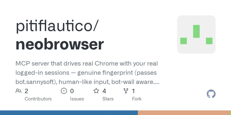 NeoBrowser: An MCP server that drives real Chrome with your logged-in sessions
