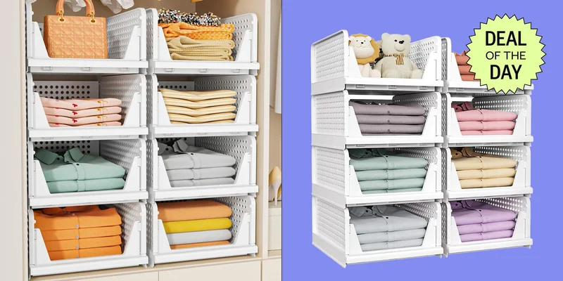 These stackable storage bins are 40% off for a limited time — they’re dorm room and small apartment ready