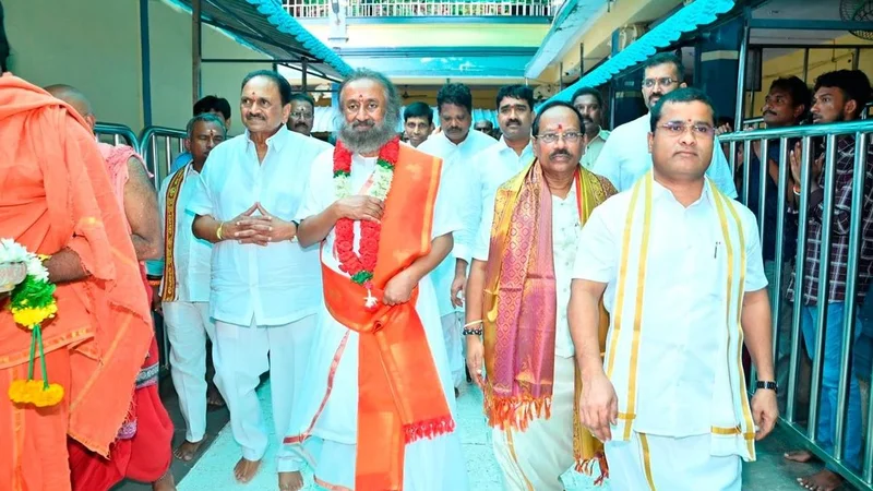 Sri Sri Ravi Shankar offers special prayers at Kanaka Durga temple in Vijayawada