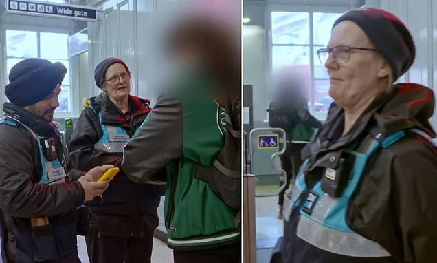 Moment rail fare dodger tells pack of lies to avoid £100 fine before storming through station barriers