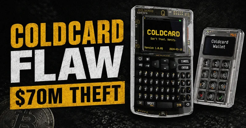 Coldcard Hardware Wallet Flaw Linked to $70 Million Bitcoin Theft in 41 Minutes