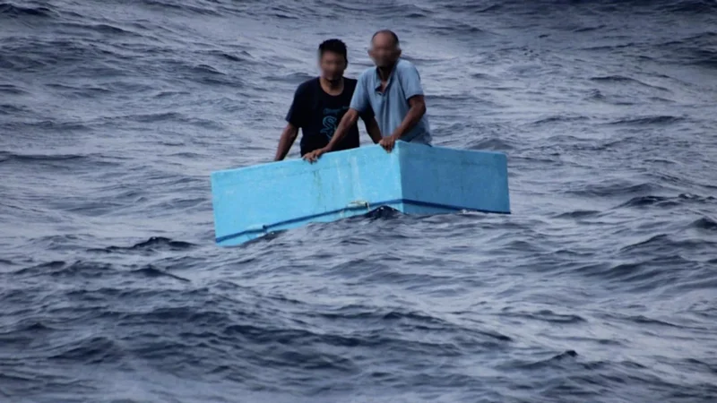 Fishermen rescued after five days clinging to cooler at sea