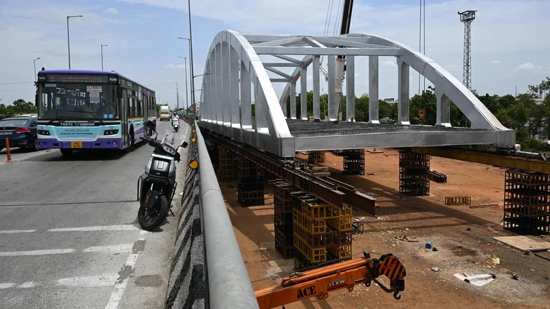 Bow string steel bridge near Tiruchi Junction to be  moved into position soon