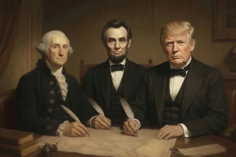 Trump’s latest fictional post puts him next to Washington and Lincoln
