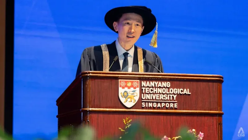 TikTok CEO Chew Shou Zi urges NTU doctoral graduates to 'actively seek the unknown' at conferment ceremony