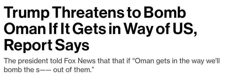 Iran War: Trump Threatens to Bomb Oman as Iran Attacks on Shipping Notch Up, WSJ Reports Planning for Bigger Escalation; Debate Over Covert Transits;