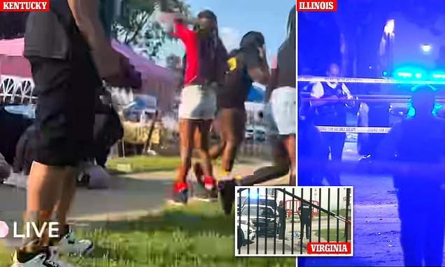 Chaos as THREE separate mass shootings erupt across the US, with terrified victims in Virginia, Kentucky and Chicago running for cover