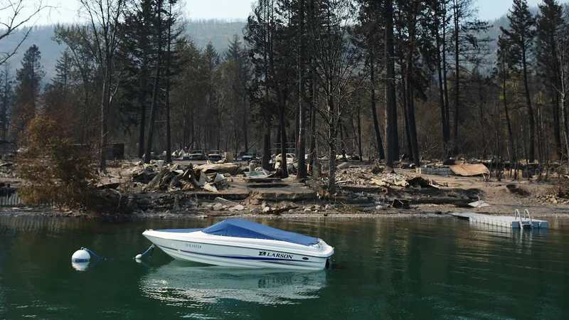 Smouldering ruins left after B.C. lake fire