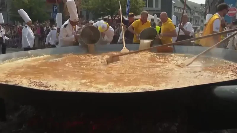 7,200 eggs cracked to make giant omelette at Belgian festival