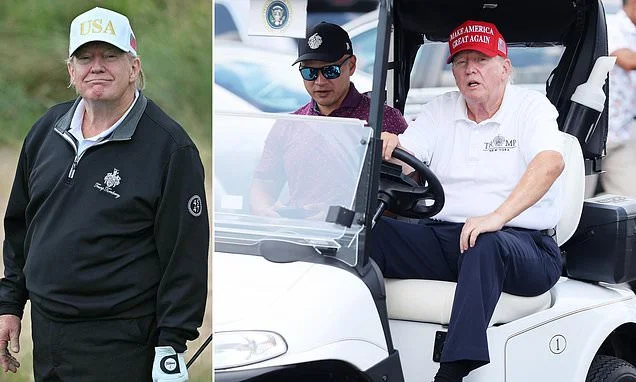 Donald Trump wins golf tournament with barely-believable score at his own course... after 'disrespectful' faux pas in front of US troops