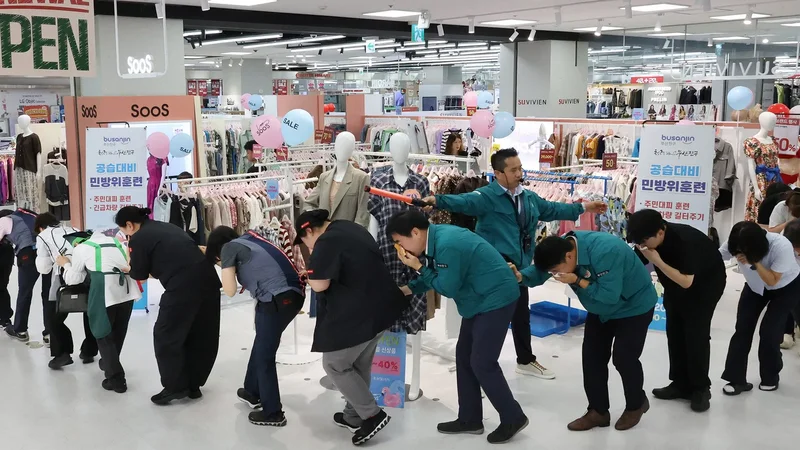 Alarms blare in South Korea during annual air raid defence drill