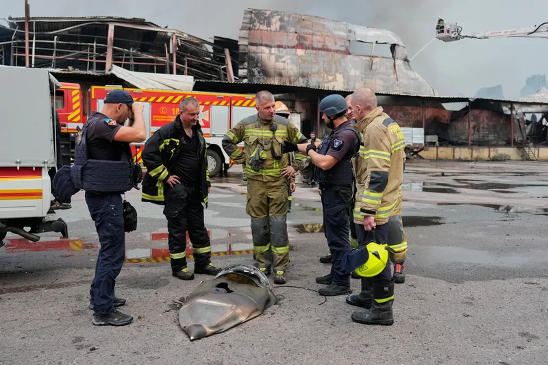 Photos show Russian attack on a warehouse in Kyiv