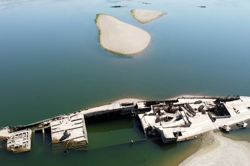 Ghost fleet of Nazi warships resurfaces as the Danube river runs dry