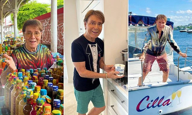 Sir Cliff Richard, 85, shows his silly side in jazzy attire as he shares pictures from his travels for his 2027 calendar - and there's even a tribute to his late friend Cilla