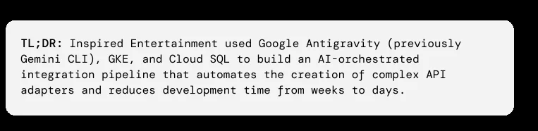 We cut a 40-day financial integration down to 5 days using Google Anti