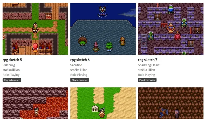 Sraëka Lillian's one-a-week RPG "sketches" are a lovely series of experiments with hoary old conventions from Final Fantasy and Dragon Quest
