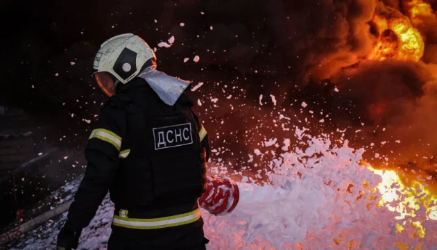 Enemy drone damages office building in Zaporizhzhia, fire breaks out