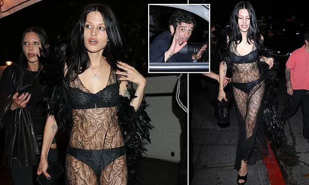 Newly-wed Gabbriette Bechtel wows in sheer lingerie as she celebrates her belated birthday at the Chateau Marmont with husband Matty Healy