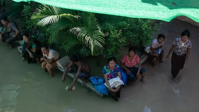 Monsoon rains submerge villages, fields in Myanmar